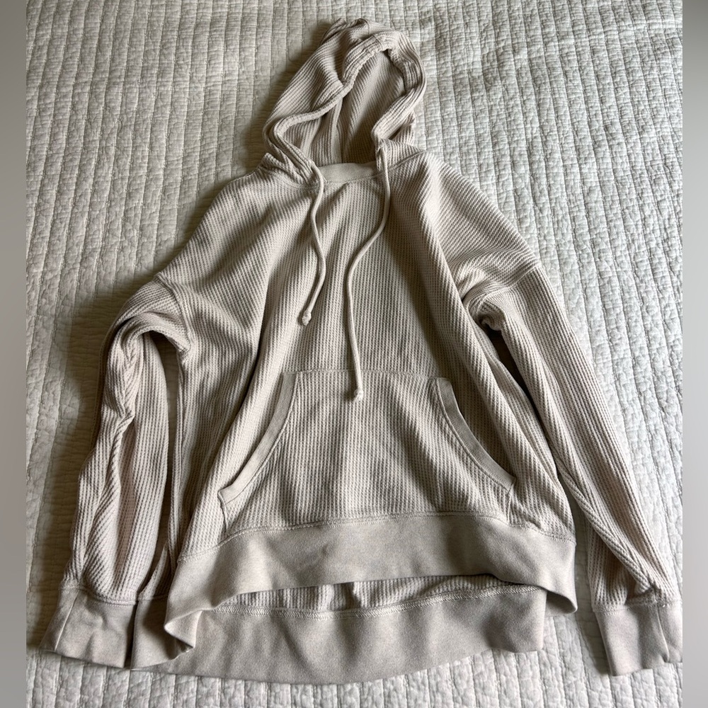 Aerie Cream Waffle Knit Hoodie